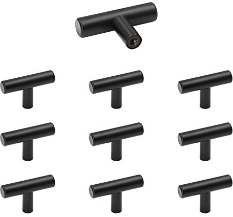 Drenky Möbelknöpfe Schwarz, 10 Stück Schrankknöpfe Edelstahl mit Schraube Vintage Schrankgriffe für Schublade, Kommode, Möbel, Küche, Heimdekoration