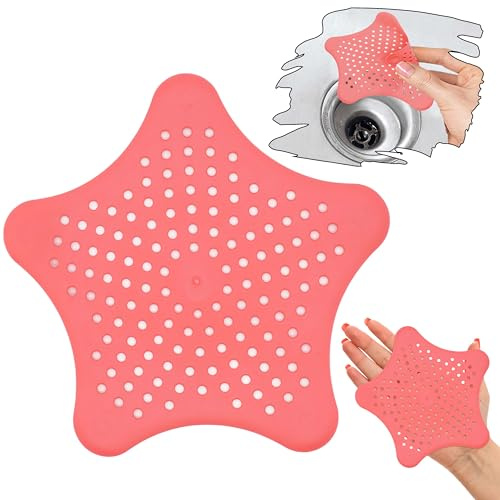 Sharp Pink Silicone Shower Drain Hair Catcher, Bath Tub Stopper, Sink Strainer,Foldable Hair Trap Protector for Drains, Keeps Drains Clear & Stylish
