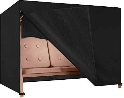 Dokon Hollywoodschaukel Abdeckung 4 Sitzer Wasserdicht Winterfest Winddicht UV-Beständiges Robustes Oxford-Gewebe Schutzhülle für Gartenschaukel, Schaukelbank (250x150x160cm) - Schwarz