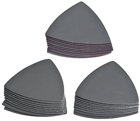 sourcing map 30 Stück Dreieck Detailschleifer Schleifpapier Satz 1200/1500/2000 Körnung 3-1/2 Zoll Klett Siliziumkarbid Schleifpads