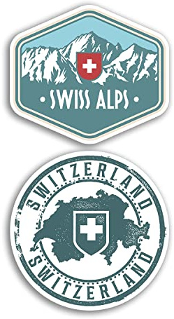 2 x 10 cm breite Schweiz Vinyl-Aufkleber – Schweizer Alpen Mountains Map Travel Gift #78524