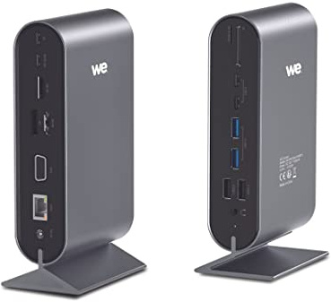 WE Station d'accueil USB-C 17 Ports avec Adaptateur Secteur 12V/3A, 2*USB-C, 2*HDMI, PD 100W, VGA, 4*USB, lec de Carte SD/Micro SD, Jack Audio, RJ45 1000Mbps.