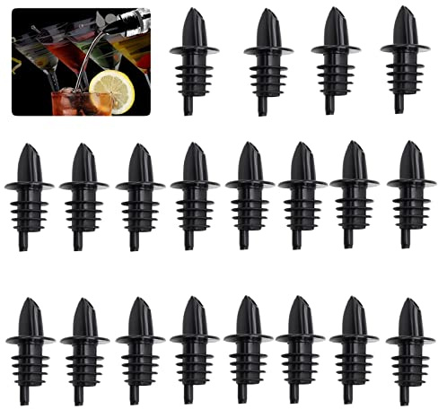 20Pcs Wine Spout Stopper Conical Drinks Pourer Free Flow Pourers Soft Glue Oil Pourer with Air Tube Alcohol Pouring Tube for Bars Clubs Restaurants Kitchen Coffee Shops