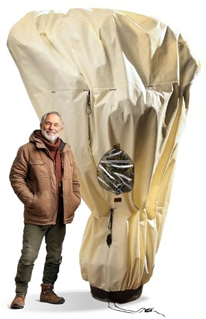 Bio Green Premium Kübelpflanzensack Window Mammut | 360 x 250cm | Frostschutz & Winterschutz | Schutzhülle Kübelpflanzen +Sichtfenster | Pflanzenschutz