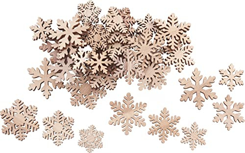 VBS Streuteile Schneeflocke Dorset 36 Stk 3.0-4.4 cm Sperrholz Unbemalt Winter Deko für Karten Geschenke Tischdekoration Floristik 4.0 mm Stärke