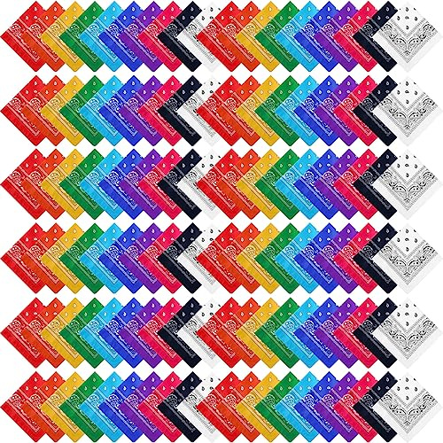 Handepo 200 Pcs Bandanas Bulk Paisley Bandanas Unisex Head Wrap Scarf Cowboy Headband Handkerchief for Women Men(Fresh Color)