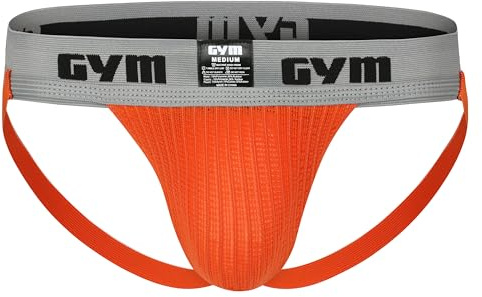 Gym Suspensorio de Entrenamiento con Cintura de 5 cm, Naranja, Medium