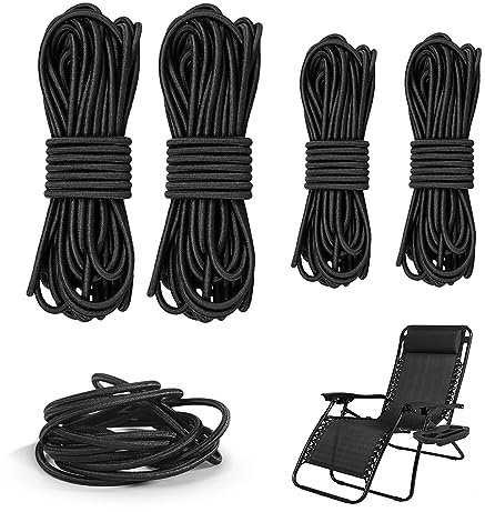 Vasemele 4 Stück Gummiband für Liegestuhl - Elastisches Gummibänder Ersatzteile Universal für Liegestuhl - Schwarz - Modern - Outdoor