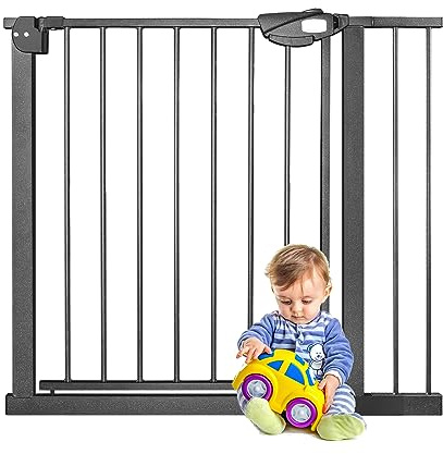 YARDIN Türschutzgitter Treppenschutzgitter ohne Bohren, 85-95cm Kindergitter Treppenschutz Kinderschutzgitter, Türgitter für Kinder und Hunde, Auto-Close, Einhändiges Öffnen, 90° Stop, Schwarz