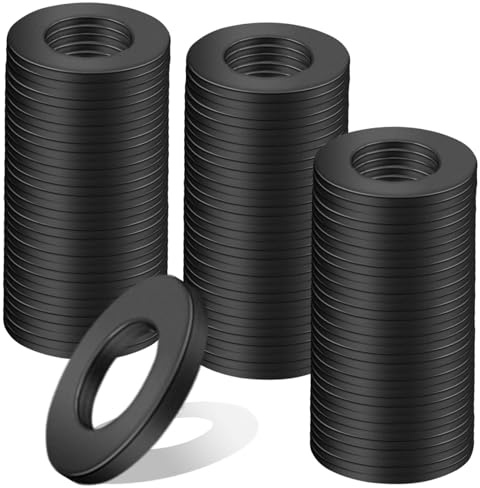 Nenull Unterlegscheiben M4 x 9mm Flache Distanzscheiben Schwarz 100 Stk | Karosseriescheiben Distanzscheiben Kohlenstoffstahl Dichtung Beilagscheiben für Reparaturen zu Hause Schrauben Gewindestange