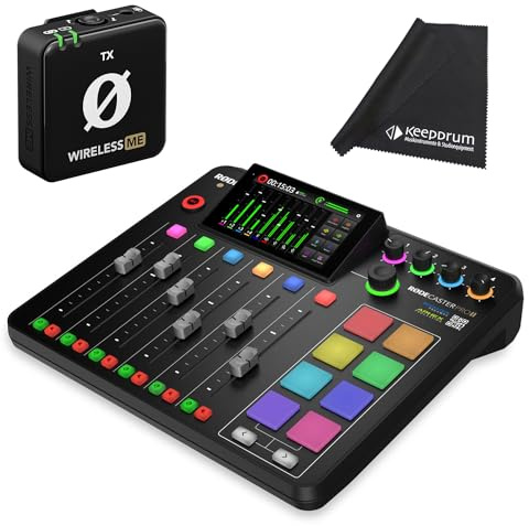 Rode Rodecaster Pro II Podcast Station + Wireless ME-TX Drahtlos-Mikrofon + keepdrum Mikrofasertuch