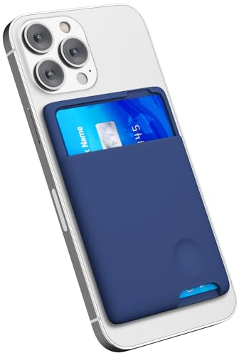oakxco Phone Wallet Stick On, Secure Phone Card Holder Silicone, Adhesive Pocket Sleeve ID Credit Card, Slim Thin Card Case for Men Women Cute, Compatible with Apple iPhone Samsung Pixel, Navy Blue