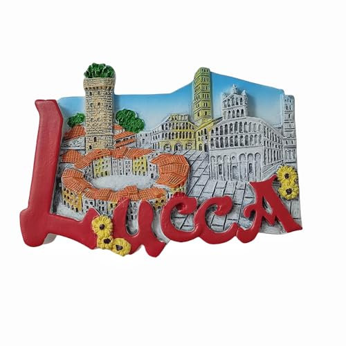 Magnete da frigorifero 3D Lucca Toscana Italia souvenir da viaggio decorazione frigorifero resina dipinta a mano collezione artigianale