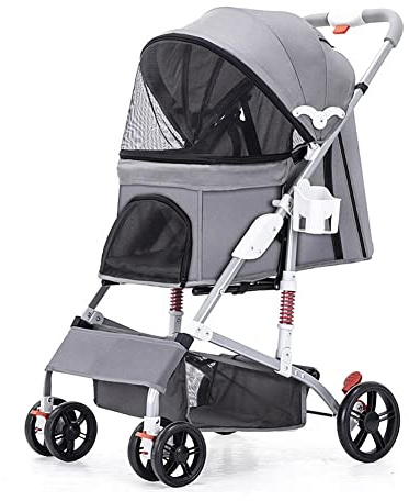 Poussette De Chat Chien Chariot De Jogging pour Chariot De Transport De Chien Léger Et Pliable pour Animaux avec Panier De Rangement Charge Maximale De 15 Kg (Color : Graey)