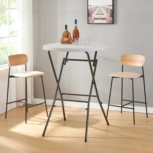 [en.casa] Klapptisch Ljusnarsberg Gartentisch klappbarer Outdoor-Tisch runde Falttisch aus Kunststoff Bistrotisch Bartisch Ø80x110cm Weiß