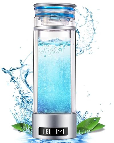 ZHJSHOU Hydrogen Water Bottle Generator Portable with PEM & SPE Technology,≥6000ppb Hydrogen Water Machine for Office Home, With sprayer (silver, 350ml)