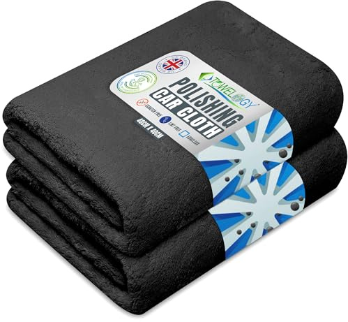 Towelogy® G76 Premium Car Polishing Cloth Lint Free & Ultra Soft For Professional Buffing To Enhance Gloss 40x40cm (Black)