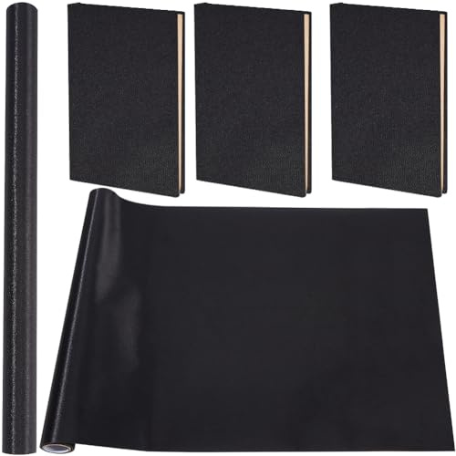 CRASPIRE 43.3 x 16.5 Pollici Panno per Libri in Nylon Nero per Rilegatura di Libri Superficie in Tessuto Liscio Copertura di Base in Tessuto Non Tessuto Protezione per Rilegatura Copertina