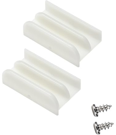M6219 – Lot de 2 guides de bas de porte de douche coulissante pour porte de douche coulissante, canaux de 1,27 cm pour porte de douche en verre – Guide en plastique M6219