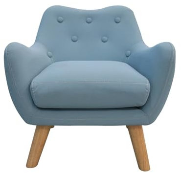 AITEKODVG Kinder-Akzent-Sessel mit Holzbeinen und gepolstertem Sitz aus hochdichtem Schaumstoff, einzelnes Kleinkind-Sofa, Kindersitz für Jungen und Mädchen, Kindergeschenk, Moderne Kindermöbel, Blau