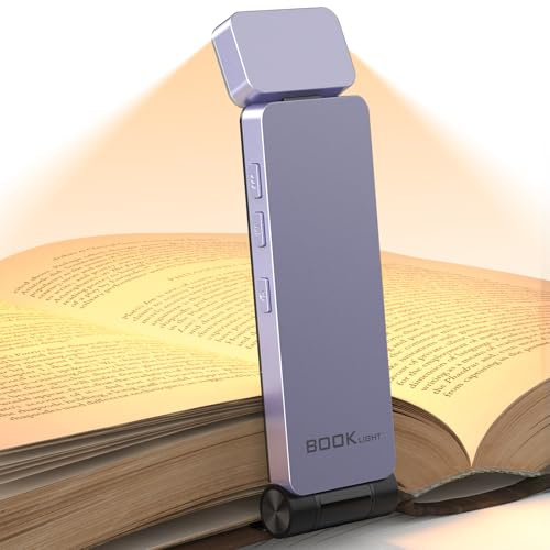 maxtachi Leselampe Buch Klemme, Leselampe Bett mit 3 Farben Dimmen | Stufenlosem Dimmen, 500mAh USB Wiederaufladbare Buchlampe für Nachtlesen, Mini LED Leselicht für Buchliebhaber, Kinder