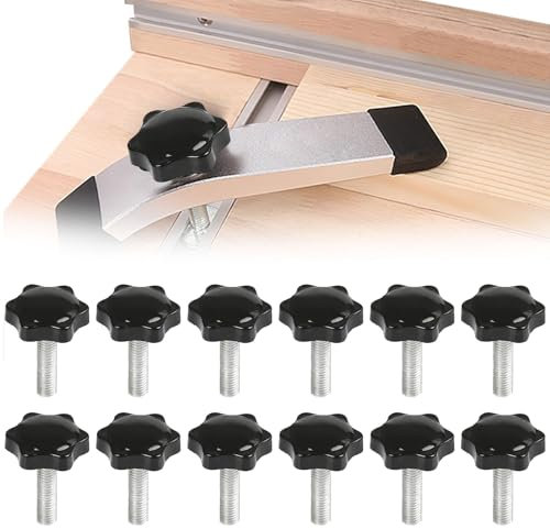 Sterngriffschraube M8 12 Stück,Flügelschrauben M8,Rändelschraube M8,Schrauben mit Griff M8x20mm,Sterngriffmutter M8,Sternkopfschraube,für Maschinenbau,Möbel,Werkzeugmaschine(Schwarz)