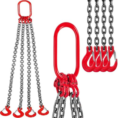 Generisch Kettengehänge Anschlagkette Tragbar Hebekette Dauerhaft 6mm 300cm 4 Strang Anschlagketten 4T Anschlagkette Krangehänge Legierter Stahl Forstkette Schleifkette,4t,200CM
