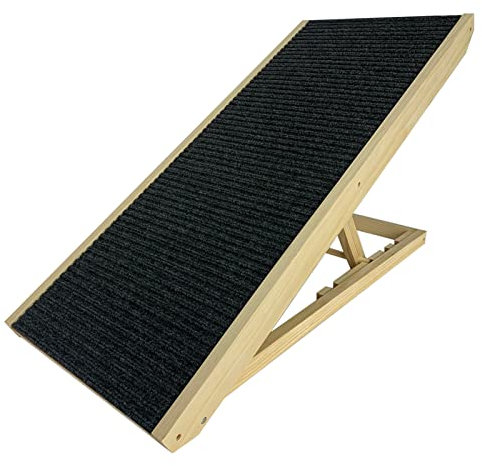 VANCHEMO Hunderampe Haustiertreppe Holz 100x40x60cm, rutschfeste Hundetreppe für Bett und Sofa, Einstellbare 30-60 cm, Schwarz, Tragkraft bis zu 5 kg, Ideal für Katzen und Kleine Hunde