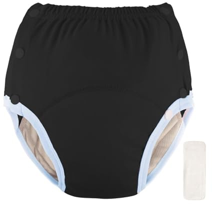 Inkontinenz Pants Damen,Stoffwindeln für Erwachsene Verstellbar Windel Inkontinenz Stoffwindeln für Altere Menschen Wiederverwendbare Damen Inkontinenz Höschen Waschbar(Black,Small)