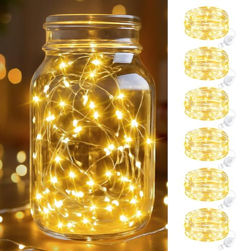btfarm 2M 20LED Mini Lichterkette mit Batterie Klein, Wasserdicht LED Draht mit Knopfzelle für Weihnachten Hochzeit Party Innen Deko, WarmWeiß