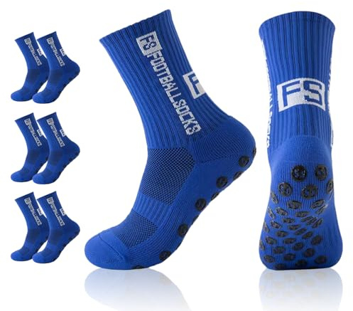 Sykrawki 3 Pares de Calcetines de Fútbol Antideslizantes- Para Hombre y Mujer - Calcetines Deportivos para Fútbol, Running y Entrenamiento (FR/ES, Números, 39, 46, Regular, Regular, 3, azul)
