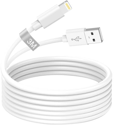 iPhone Cavo Originale Apple Certificato MFi 3 Metri Lightning USB, Caricatore Lungo per iPhone 14 13 12 11 Pro Max/X/XS/XR/8/7/6/SE/iPad