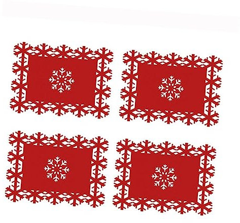 Set Di 4 Tovagliette Decorative in Feltro Con Fiocchi Di Neve Di Natale E Tovagliette Isolanti