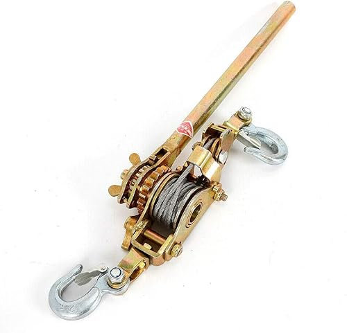 NGIRJKKLL 2 Ton Come Along Winch Power Cable Heavy Duty Cable Winch Puller Cable Ratchet Puller with 2 Hooks & 2 Gears, Hand Winch Cable Puller Lever Hoist Ratchet Power Puller