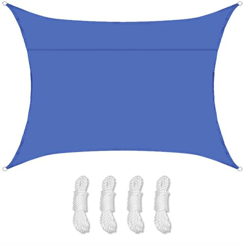 SLDAGe Vela Ombreggiante Impermeabile Diversi Colori e Dimensioni Rettangolare Tenda a Vela Protezione Raggi UV 95% Tenda Parasole per Esterno Giardino Terrazzo Balcone Festa,Blu,4x6m