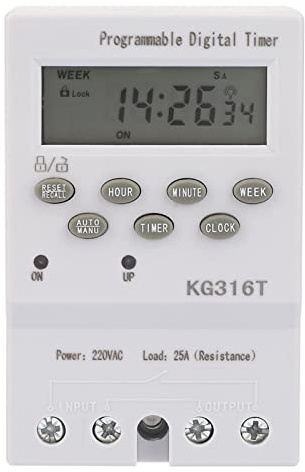 Fafeicy Minuterie Numérique Programmable KG316T, 220 V, 25 A, pour Appareils électroménagers, éclairage, Chauffe-eau