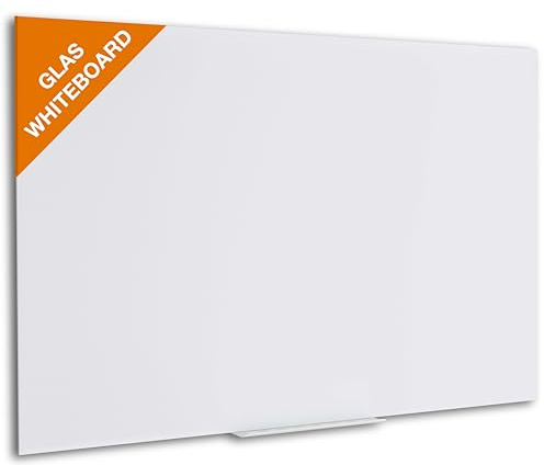 RESTPOSTEN magnetisches Whiteboard Glas 60x90 cm hängend - Magnettafel Glas 60x90cm inkl Zubehör - Magnetwand weiß - Glasmagnettafel