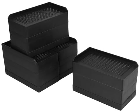Garneck 4pcs Heavy Duty Rubber Furniture Risers Bed Frame Elevation Blocks for Sofa Table Chair Desk Appliances Stable Non-slip Base Height Boosters for Beds Refrigerators Washing Machines