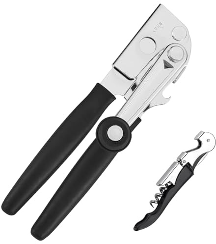 Abrelatas manual pesado comercial abrelatas fácil para latas grandes con manivela plegable magnética con asas largas cómodas