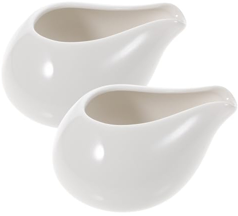 iplusmile 2 pièces Saucière Céramique Blanche sans Poignée Lot de Ustensile Cuisine Pratique pour Sauces Chaudes et Froides pour Restaurants et Usage Domestique