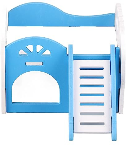 Haofy Meerschweinchenhaus, Holz-Kunststoff-Schlossdesign für Hamster und Kleine Haustiere, Einfach zu Montieren, Ideal Zum Schlafen und Spielen (Blue)
