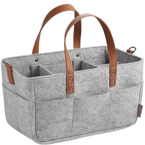 Caddie à couches pour bébé, organisateur de caddie à couches portable, sac en feutre pliable pour chambre d'enfant, panier pour bébé, organisateur de table langer pour et lingettes, gris