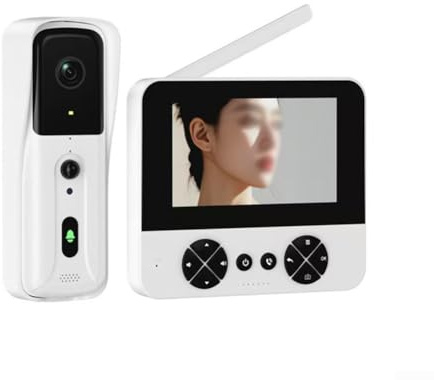 FACAIIO Wireless Video Doorbell with 4.3 Screen, Two-Way Talk, Infrared PIR Motion Detection, Waterproof for Home Security (16white)
