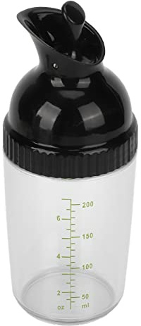 Bonbela Shaker per Condimenti per Insalata da 200 Ml, Bottiglia per Condimenti a Tenuta Stagna Senza BPA con Coperchio Ribaltabile per Conservare Olio da, Aceto, di Soia (Nera)