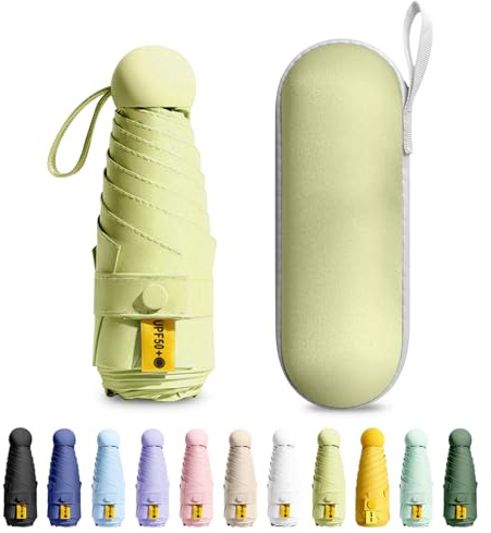 MPXEAVG Mini Umbrella, Paraguas Plegable, Ultraligero, Compacto, Sombrilla portátil, Caja de Paraguas Cápsula, para Hombre y Mujer