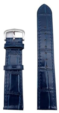 Mjukt och andningsbart läderrem som är lämpligt for Cartier/tank/solo/Santos klocktillbehör(Blue-silver,15mm)