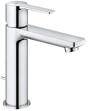 GROHE Lineare, Waschtischarmatur, wassersparend (Wasserhahn für das Bad, mit Zugstangen-Ablauf, 18cm hoch, Badarmatur mit langlebiger Oberfläche, einfache Installation am Waschbecken), chrom, 32114001