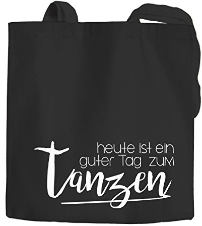 MoonWorks Jutebeutel heute ist ein guter Tag zum tanzen Spruch Tragetasche Party-Bag Stofftasche schwarz 2 lange Henkel