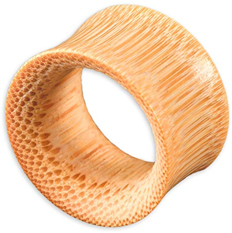 viva-adorno 1 Stück Double Flared Flesh Tunnel Plug Bambus Holz Ohr Piercing Größe 6-25mm WP100