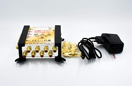 M@tec Digital Techline 5/8 Multischalter für 1 Satelliten und 8 Ausgänge/Receiver (13 vergoldete F Stecker GRATIS) 4K UHD DVBS2 DVBT2 DAB DAB+